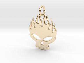 Flaming skull in 14k Gold Plated Brass