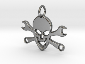Skull and cross toolkeys Pendant in Polished Silver