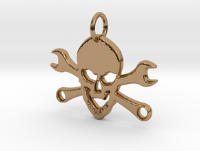 Skull and cross toolkeys Pendant in Polished Brass