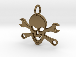 Skull and cross toolkeys Pendant in Polished Bronze