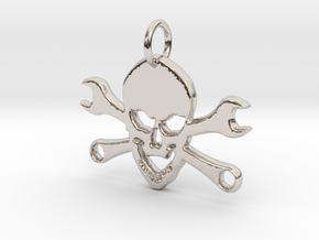 Skull and cross toolkeys Pendant in Platinum