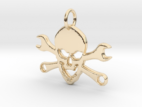 Skull and cross toolkeys Pendant in 14k Gold Plated Brass