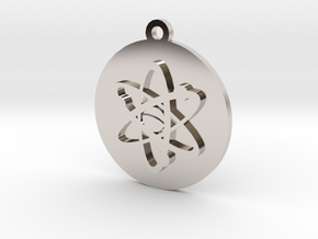 PSA Keychain Atom Icon in Rhodium Plated Brass