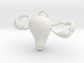 Anatomical Uterus Charm in White Natural Versatile Plastic