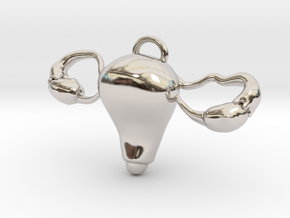 Anatomical Uterus Charm in Platinum
