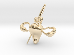 Uterus Pain Charm in 14k Gold Plated Brass