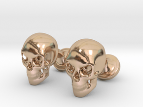 Skull Cufflinks in 14k Rose Gold