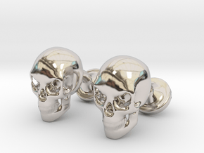 Skull Cufflinks in Rhodium Plated Brass