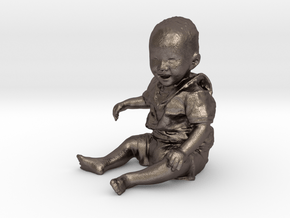 Scanned 7 month old Baby boy_6CM High in Polished Bronzed Silver Steel
