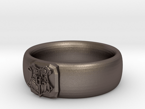 Hogwarts School Ring in Polished Bronzed Silver Steel: 7 / 54