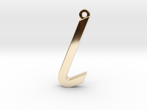 Letter LAMED - Paleo Hebrew - with Chain Loop in 14K Yellow Gold