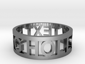 hollow text ring in Fine Detail Polished Silver