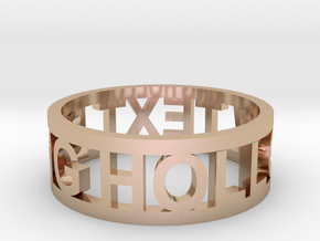 hollow text ring in 14k Rose Gold Plated Brass