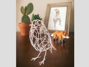 Bird wire frame model (with eyes) in White Natural Versatile Plastic