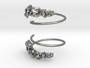Flower Spiral Earrings in Natural Silver