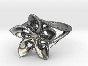 Flowering Plumeria Ring in Polished Silver