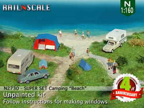SUPER SET Camping Beach (N 1:160) in Tan Fine Detail Plastic