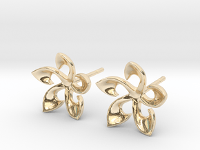 Floral Plumaria Earrings in 14K Yellow Gold