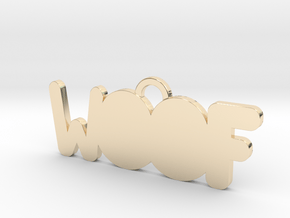 Customizable Woof Dog Tag in 14k Gold Plated Brass