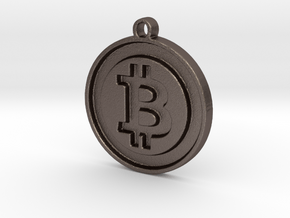 Bitcoin Pendant in Polished Bronzed Silver Steel