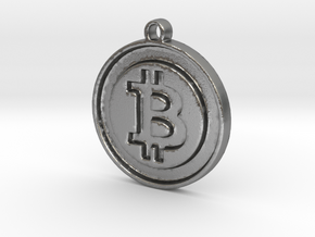 Bitcoin Pendant in Natural Silver