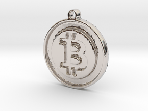 Bitcoin Pendant in Rhodium Plated Brass
