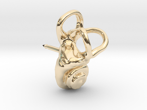 Inner Ear (Cochlea) Lapel Pin - RIGHT sided in 14k Gold Plated Brass