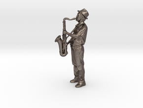 Scanned Saxophone player-818 in Polished Bronzed Silver Steel