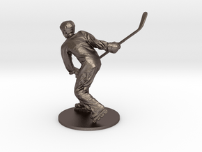Scanned Hockey player -15CM High in Polished Bronzed Silver Steel