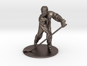 Scanned Hockey Player -15CM High in Polished Bronzed Silver Steel