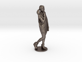 Scanned pretty Girl - 15CM High in Polished Bronzed Silver Steel