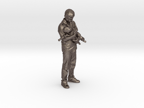 Scanned Father and son - 15CM High in Polished Bronzed Silver Steel