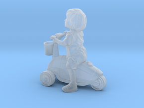 Scanned Little Girl rides a toy car - 8CM High in Tan Fine Detail Plastic