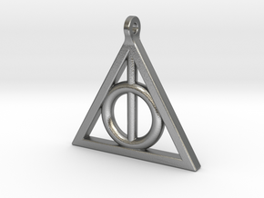 deathly hollows pendant in Natural Silver