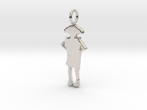 Dobby Silhouette Pendant in Rhodium Plated Brass