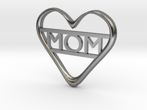Mom's Heart in Polished Silver