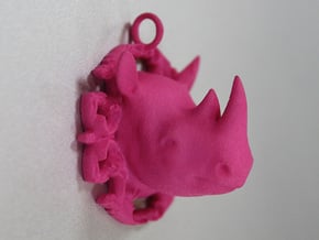 Rhino pendant in Pink Processed Versatile Plastic