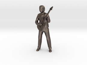 Guitar player 22CM High in Polished Bronzed Silver Steel