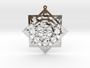8:8 Tesseract Stargate Pendant 2.6" in Polished Silver