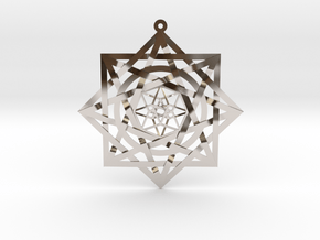 8:8 Tesseract Stargate Pendant 2.6" in Rhodium Plated Brass