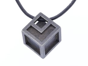 Cube with edges in Polished and Bronzed Black Steel