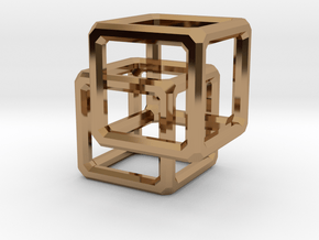 Interlocking cubes in Polished Brass (Interlocking Parts)