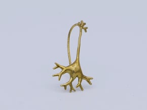 Neuron earring in Natural Brass