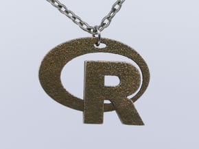 Pendant R Statistics Logo (thickness 2.6 mm) in Polished Bronzed Silver Steel
