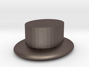 plain hat  in Polished Bronzed Silver Steel: Extra Small