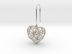 Metal Wireframe Heart Earring in Rhodium Plated Brass