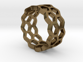 Double Hex Ring 7 in Natural Bronze