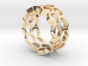 Double Hex Ring 7 in 14K Yellow Gold