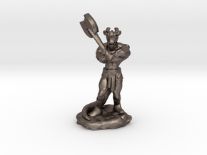 Dragonborn Barbarian with Axe in Polished Bronzed Silver Steel