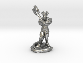 Dragonborn Barbarian with Axe in Natural Silver